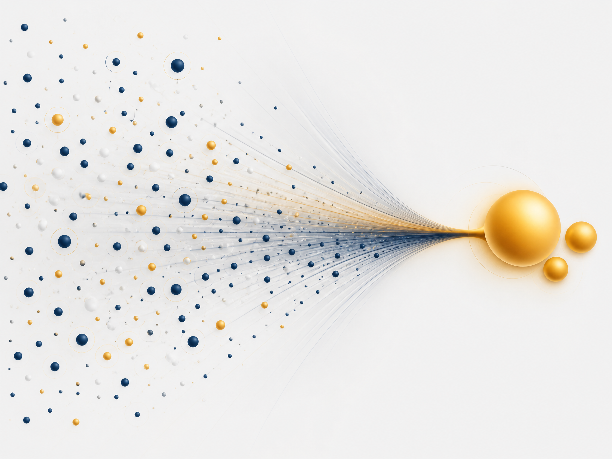 Data visualization of many diversified holdings collapsing into a few dominant positions